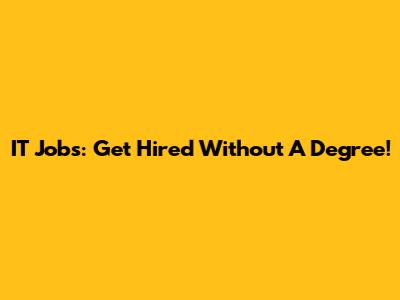 IT Jobs: Get Hired Without A Degree!