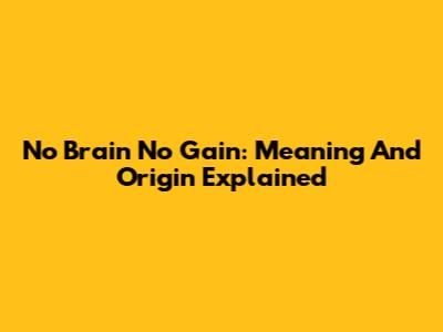 No Brain No Gain: Meaning And Origin Explained