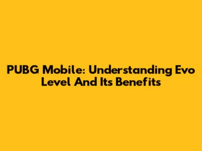 PUBG Mobile: Understanding Evo Level And Its Benefits