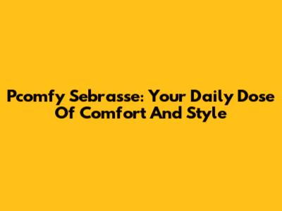 Pcomfy Sebrasse: Your Daily Dose Of Comfort And Style