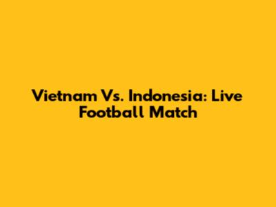 Vietnam Vs. Indonesia: Live Football Match